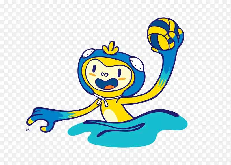 2016年里约热内卢夏季奥运会排球剪贴画-2016年里约吉祥物打排球