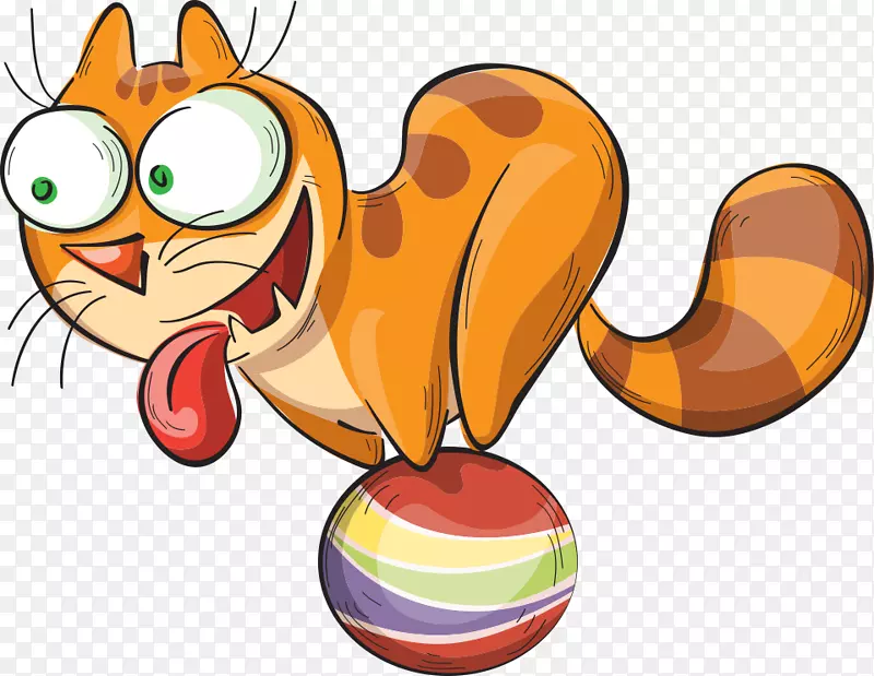 猫卡通免版画-玩狐球
