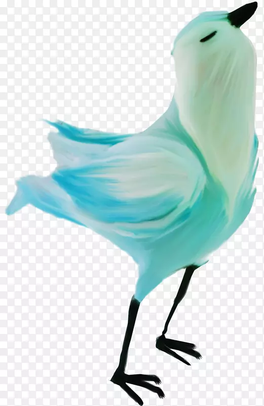 水彩画-绿色鸟类