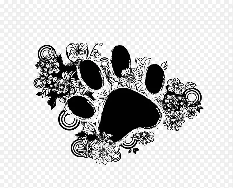 画花-黑色空心平面设计猫脚印