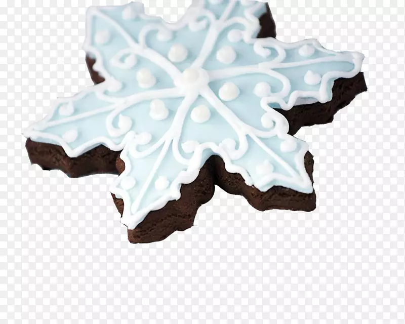 圣诞婚礼曲奇切裙-蓝白色雪花图案巧克力蛋糕