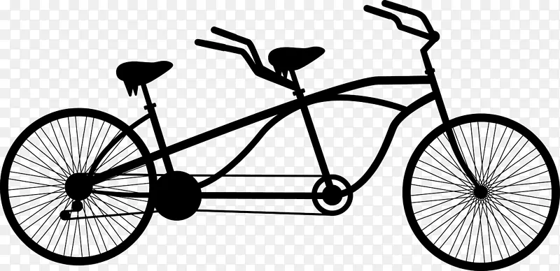 双人自行车剪贴画.黑色简单双自行车