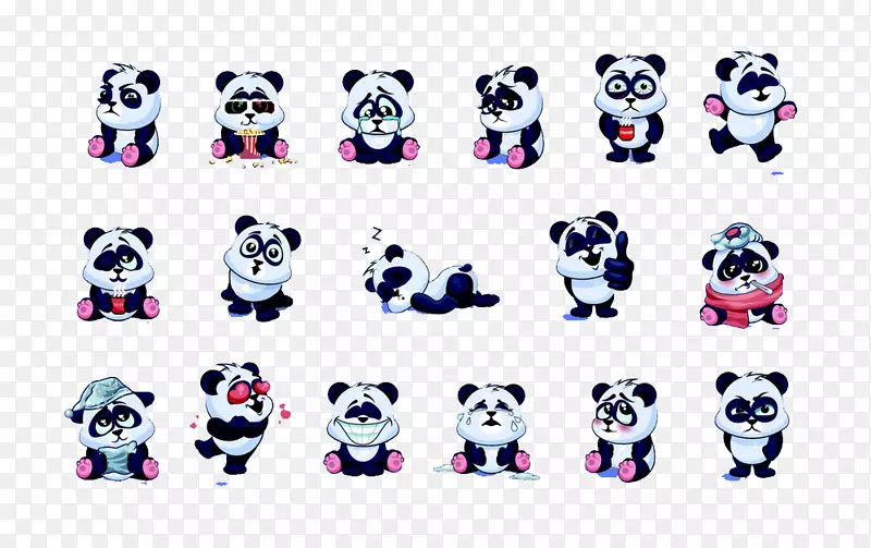 大熊猫红色熊猫卡通-熊猫滑稽动作集