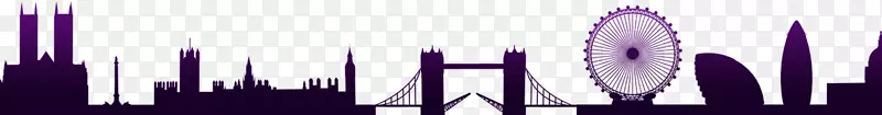 伦敦眼城天际线轮廓-紫桥建筑剪影