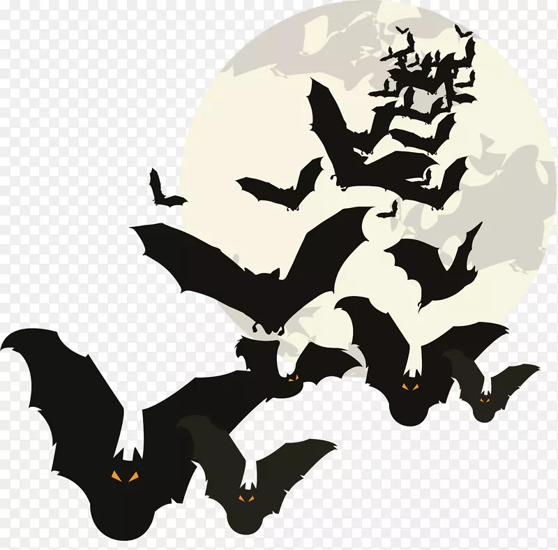 万圣节-月亮下蝙蝠