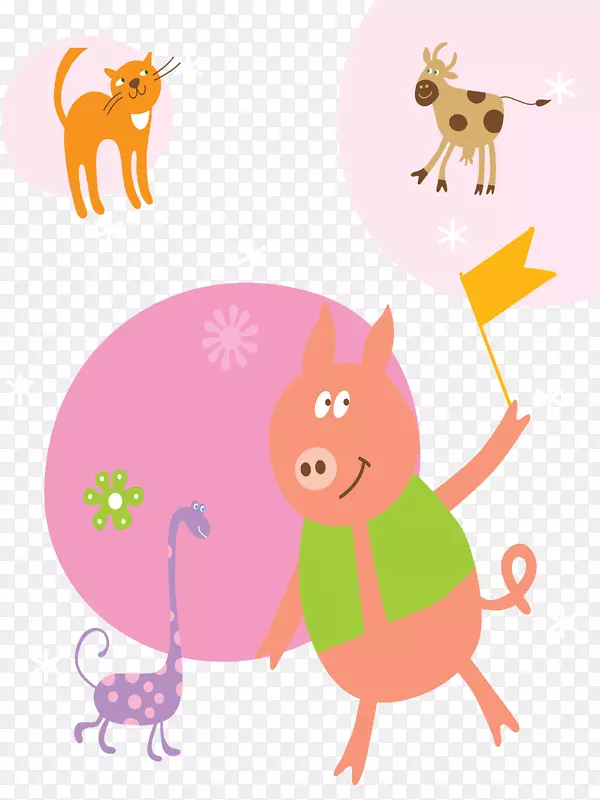 剪贴画-小粉红猪及其朋友