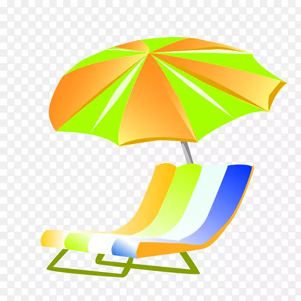 雨伞沙滩剪贴画-绿色简约阳伞装饰图案