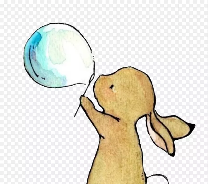 兔画插图-兔子吹泡泡