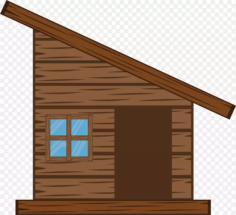 木屋小屋卡通-粗糙的小屋；木屋