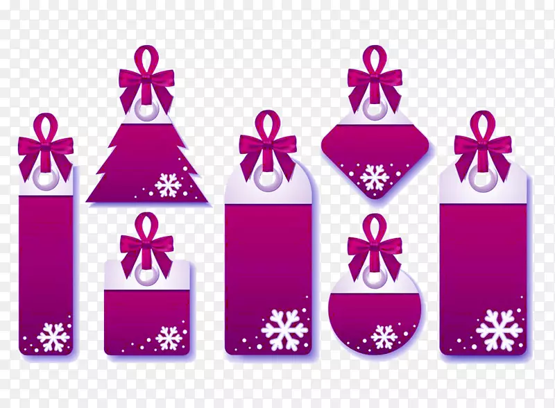 圣诞节-圣诞雪花紫色标签