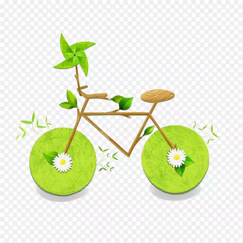 纸南东区自行车-绿色创意自行车插图