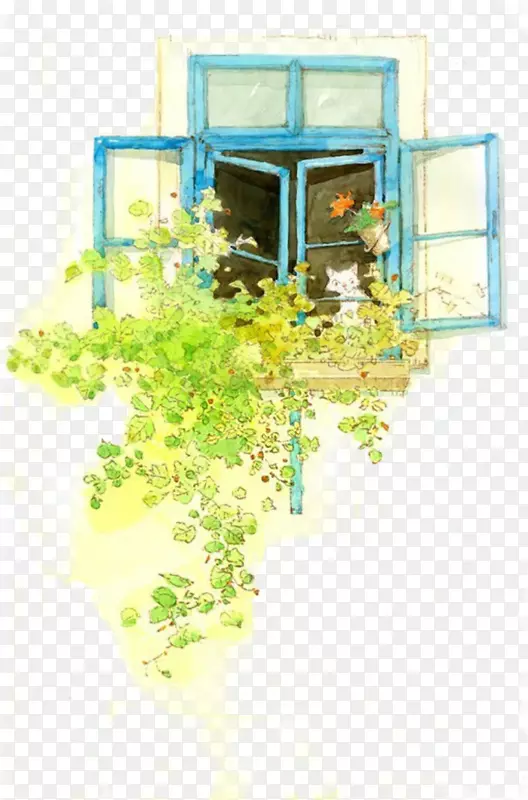 水彩画下载-手绘窗
