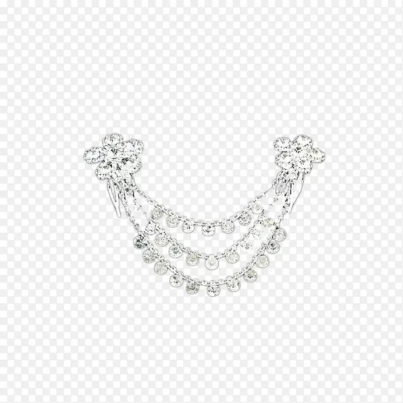 项链珍珠银身穿孔珠宝图案-钻石/钻石头饰配饰