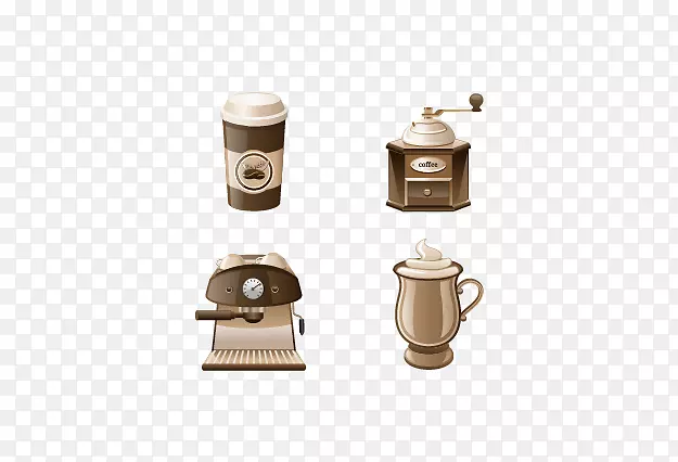 咖啡机咖啡豆煮咖啡杯