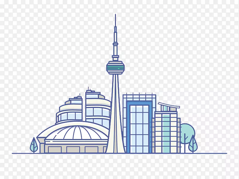 多伦多建筑图标设计插图-多伦多城市建筑免费拉料