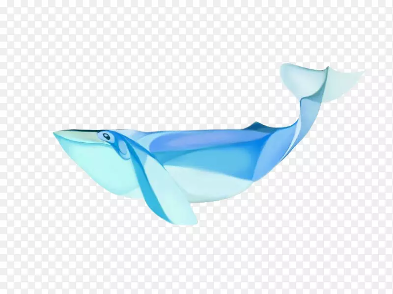 绿松石插图-创意手绘蓝色海豚
