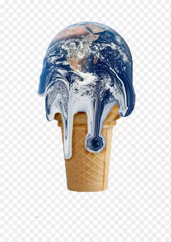 全球变暖海报气候变化创意-地球融化冰淇淋