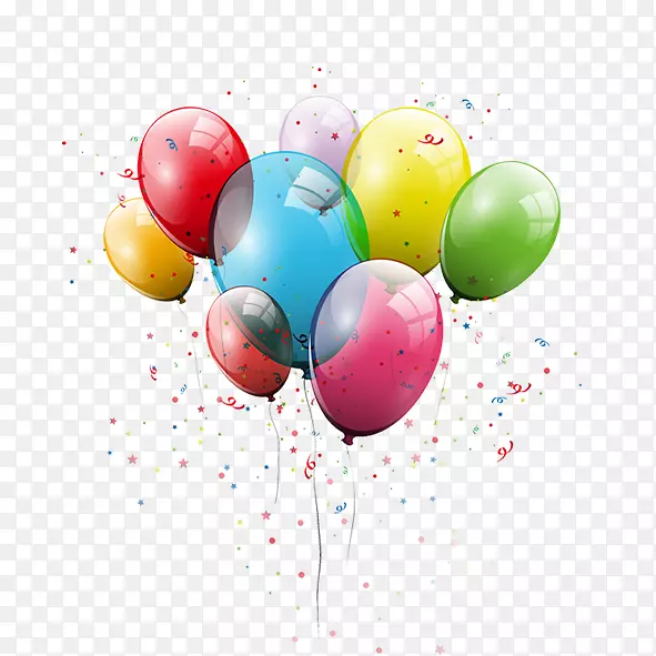 生日蛋糕气球剪贴画-彩虹气球