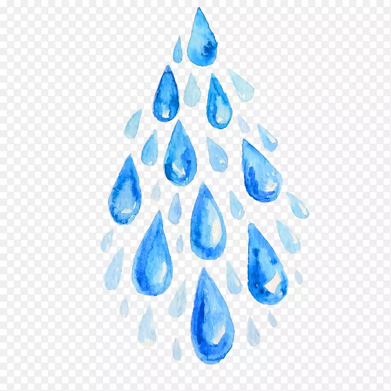 水彩画图标-水彩蓝色水滴