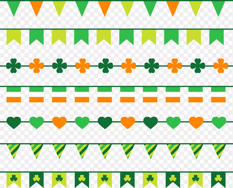 圣帕特里克斯日免费下载剪贴画-三叶草绿色装饰彩带