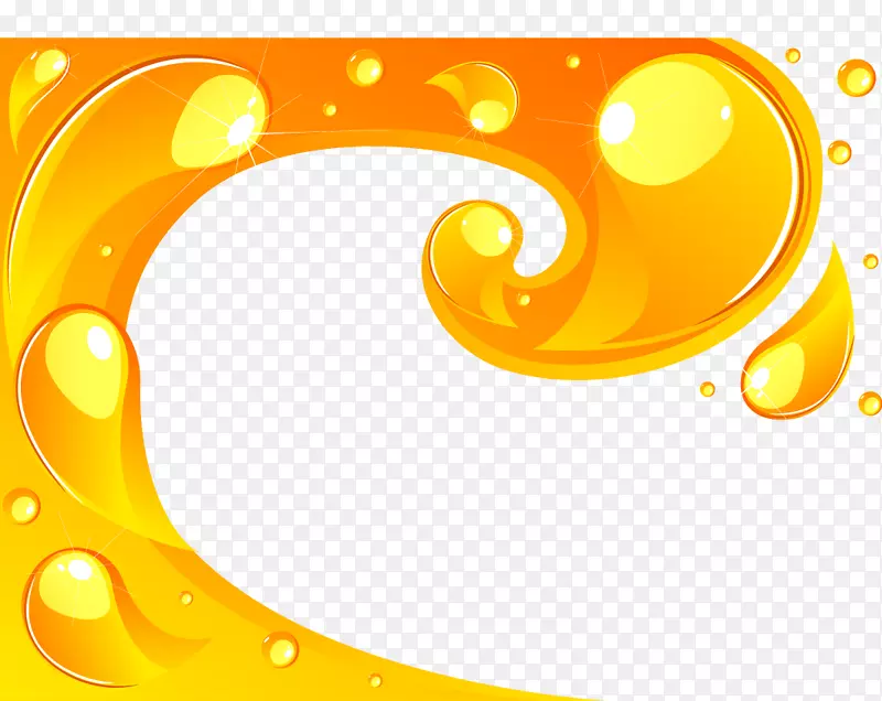 液体黄色滴油-美丽的金色液滴