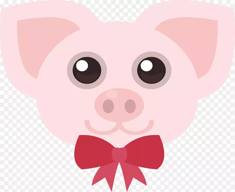 家猪-带蝴蝶结的粉红猪