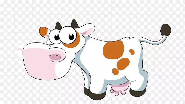 牛场卡通插图-奶牛