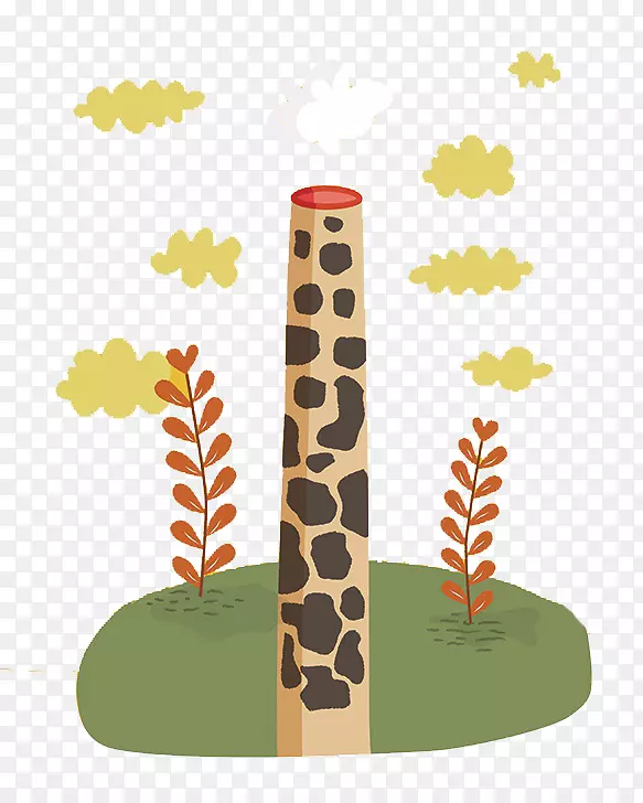 长颈鹿卡通插图-卡通长颈鹿烟囱