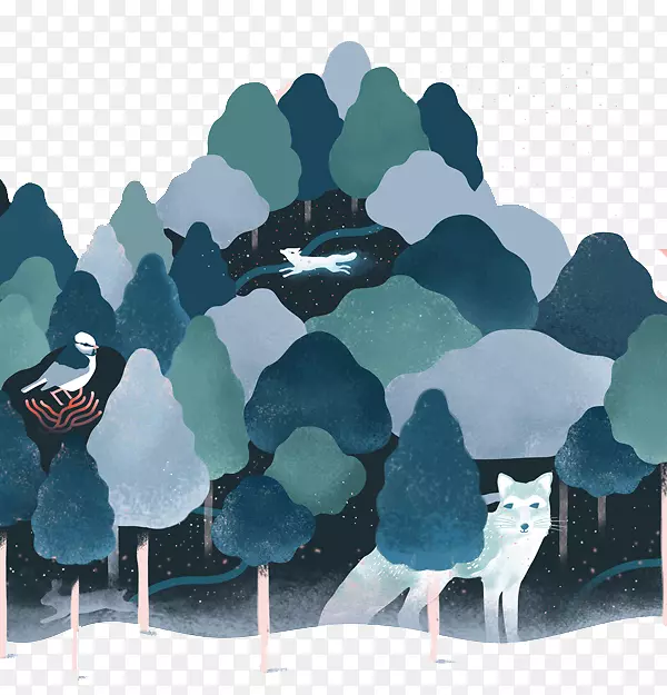 荷兰柏林平面设计师插画-卡通绘深森林动物