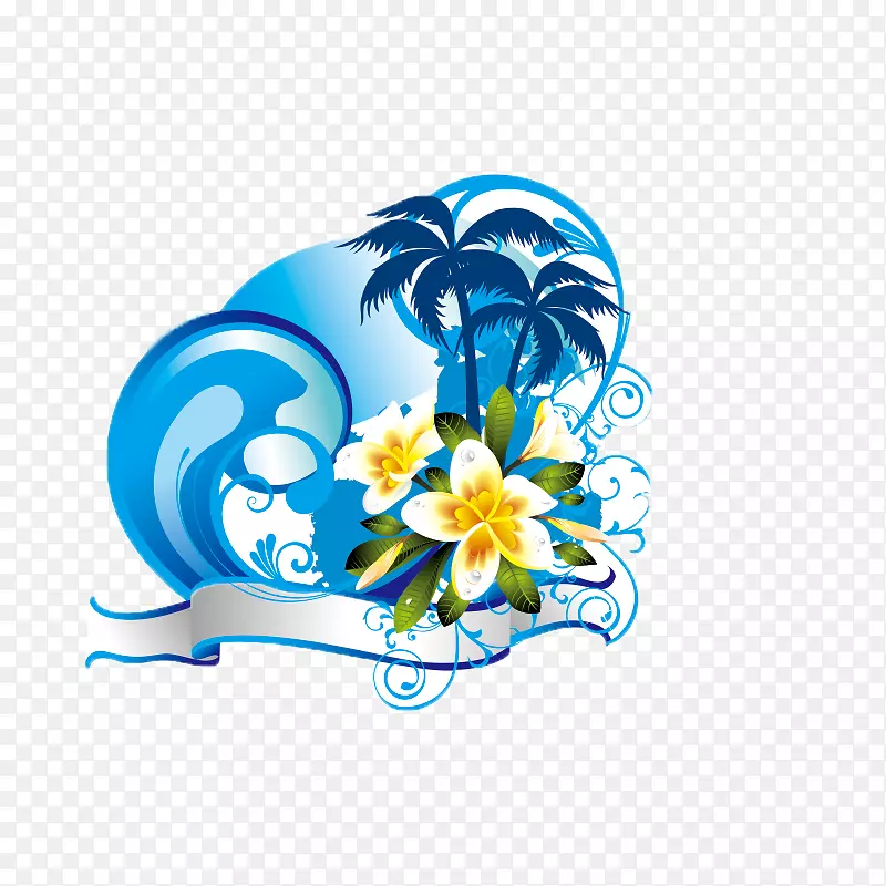 Adobe插画-凉爽的蓝色椰子树