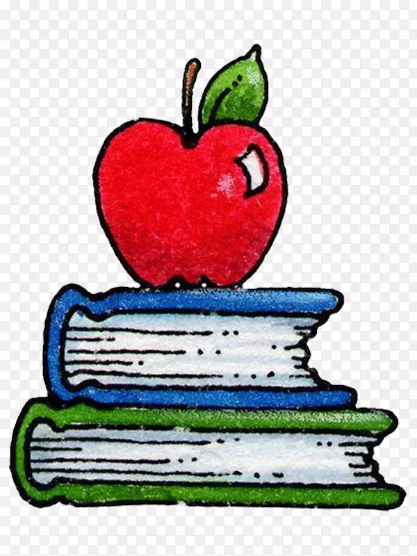 学生学校纸画夹艺术书籍和苹果