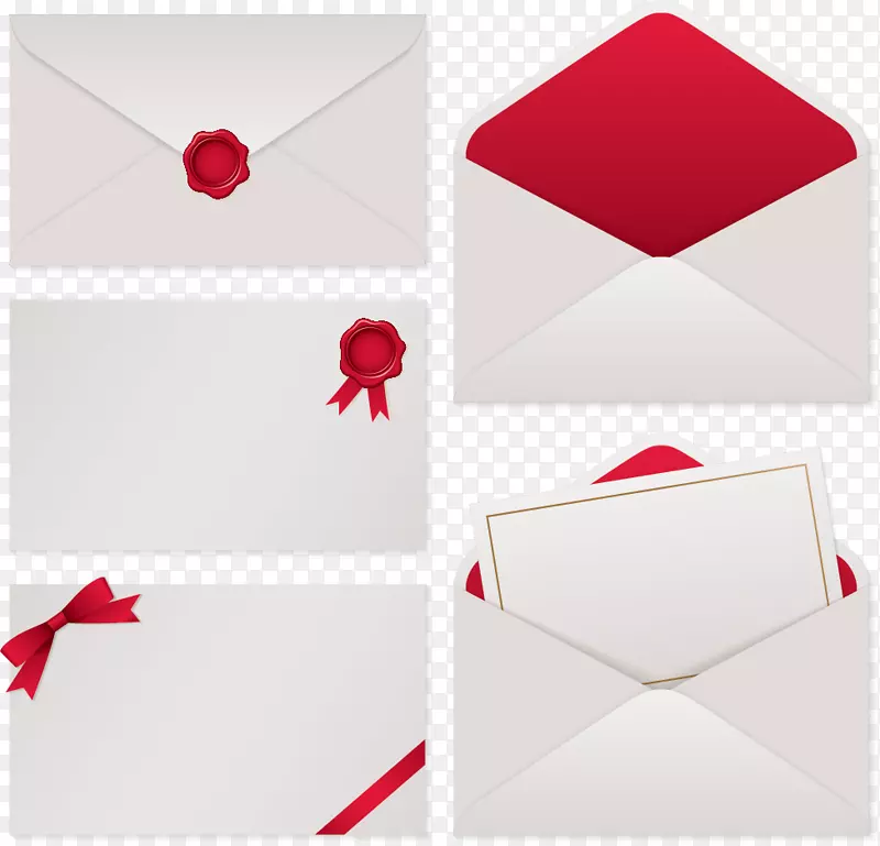纸红色信封材料.信封，弓，蜡封