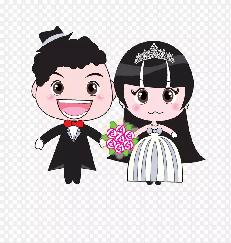 婚礼下载浪漫-卡通新娘和新郎