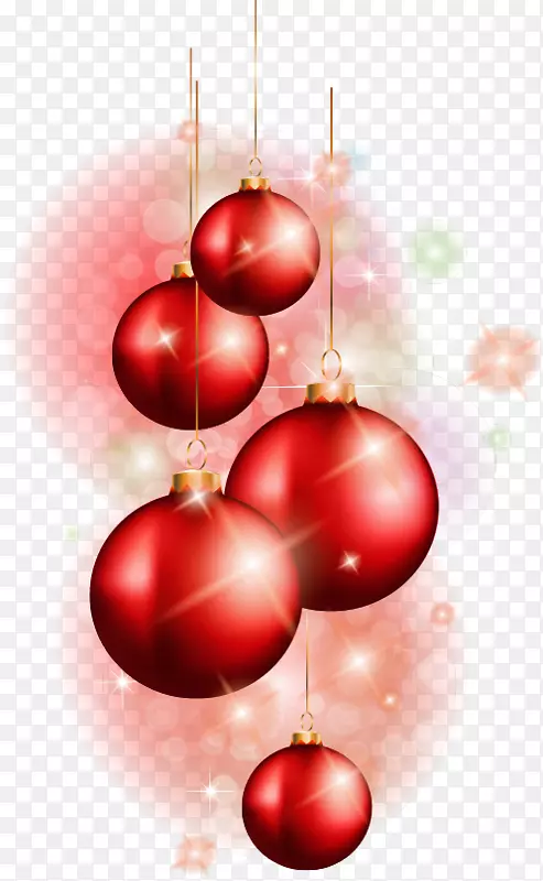 圣诞老人圣诞装饰品插图-涂上红色圣诞球泡泡梦