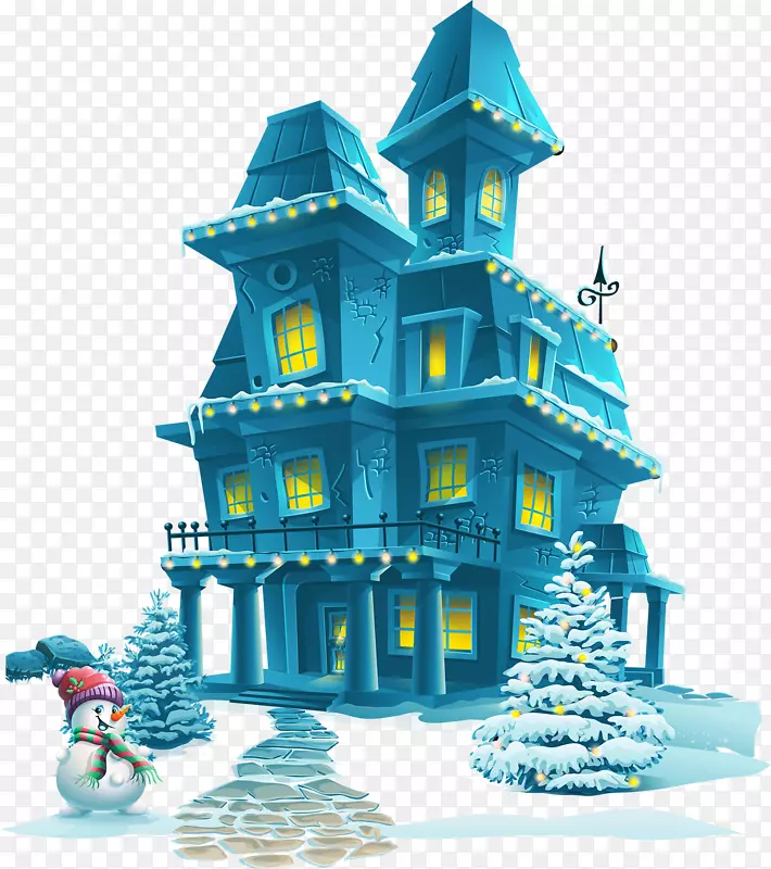 圣诞老人万圣节闹鬼吸引画-蓝色城堡