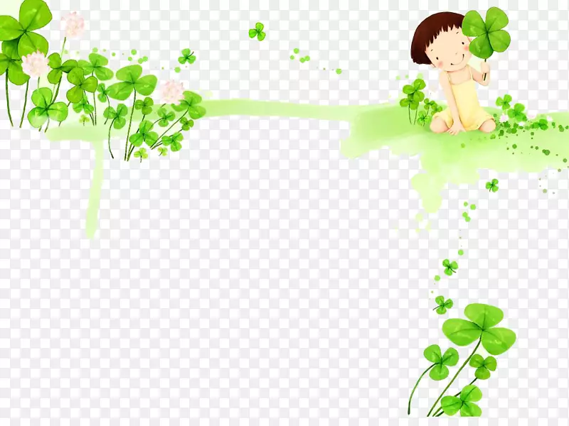 婴幼儿绘画插图.绿色背景