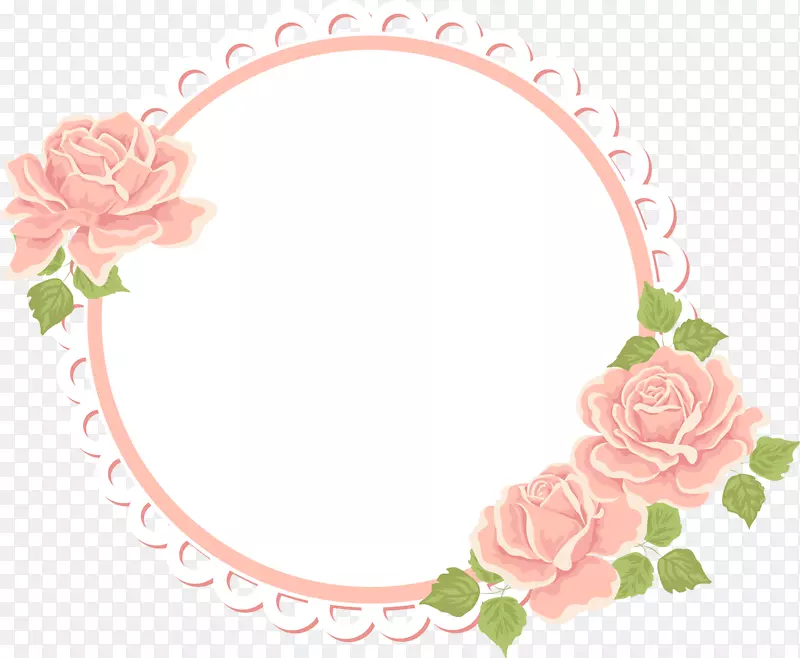 花画框图案-粉红玫瑰彩绘