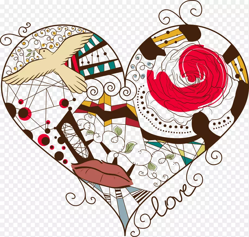 心脏抽象艺术-免费剪贴画-爱情鸟