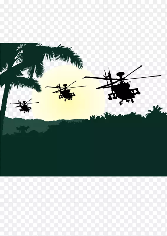 直升机下载剪影-丛林