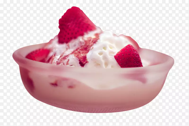 草莓冰淇淋冷冻酸奶圣代草莓冰淇淋