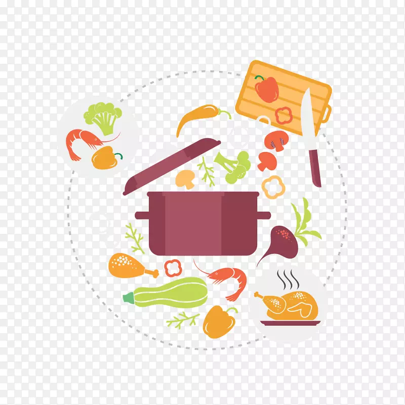 烹饪蔬菜食品图标-创意平面烹饪