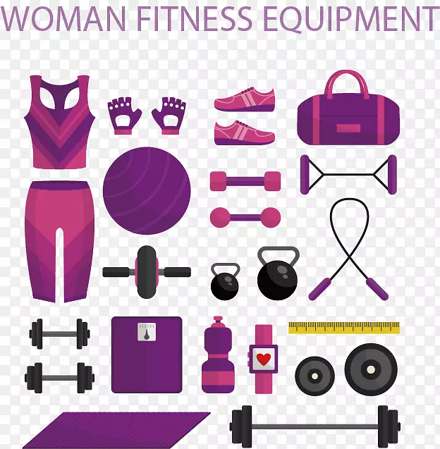 健身器材健身中心体育健身图标-女性健身器材及健身器材图标卡通
