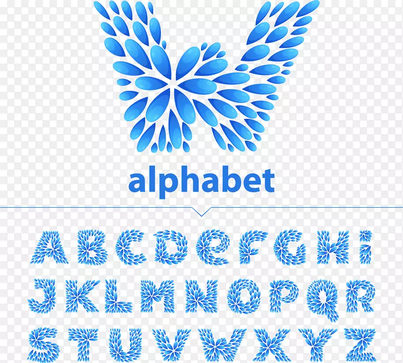 字母蓝色-水滴拼图蓝色字母