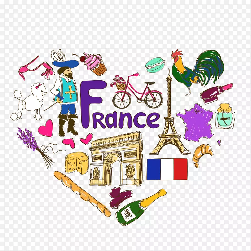 法国版税-免费符号插图-法国爱情从无到有