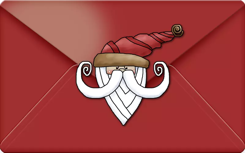 红色信封圣诞节-卡通画红圣诞信封
