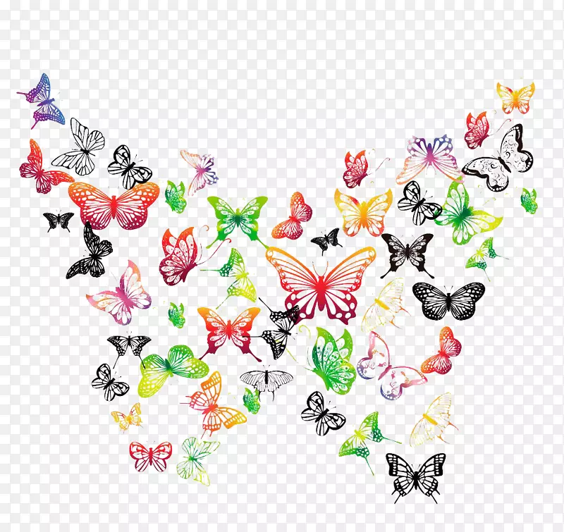 扔枕沙发-彩色蝴蝶马赛克图像