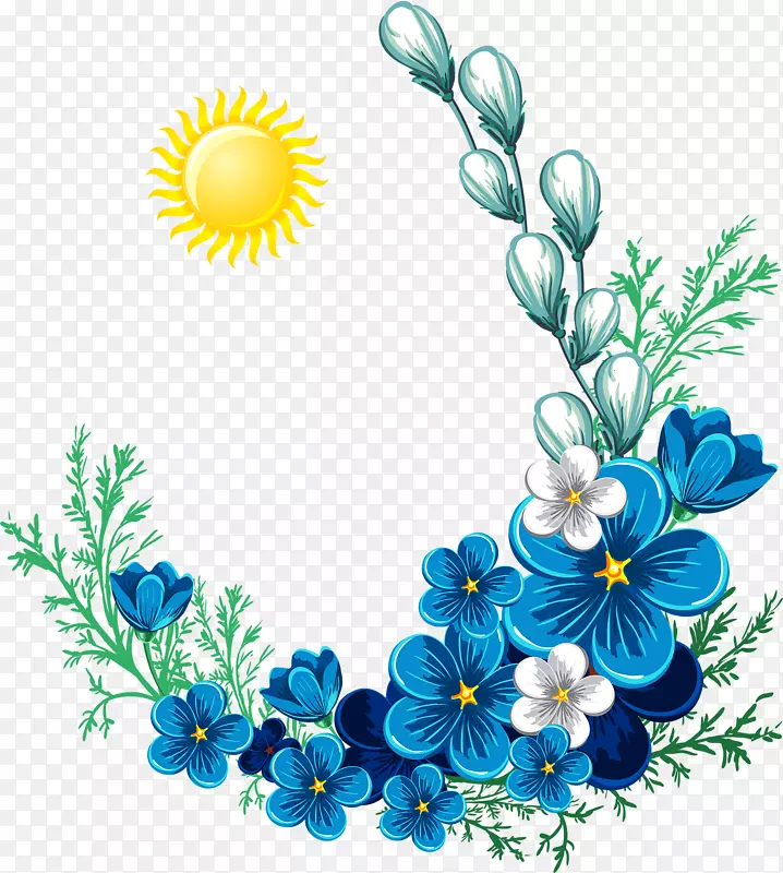 复活节明信片夹艺术-阳光下的花朵