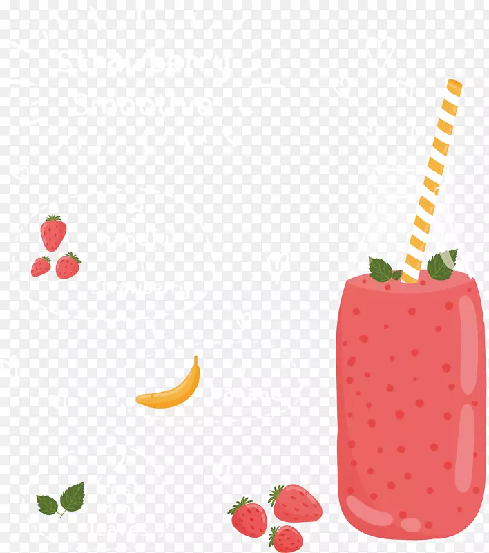 草莓奶昔软饮料.卡通草莓饮料载体