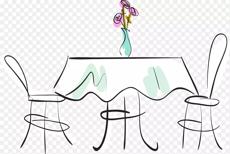 椅子卡通.绿色简朴的桌子和椅子装饰图案