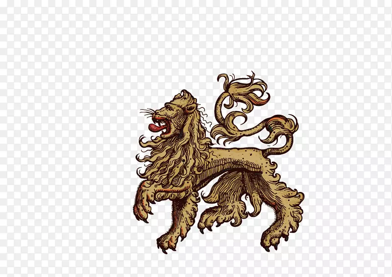 狮子纹章-免费剪贴画-黄狮